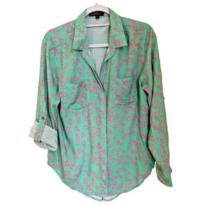 Velvet Heart Shirt Women's Hi Low Button Down Roll Tab Sleeve Large